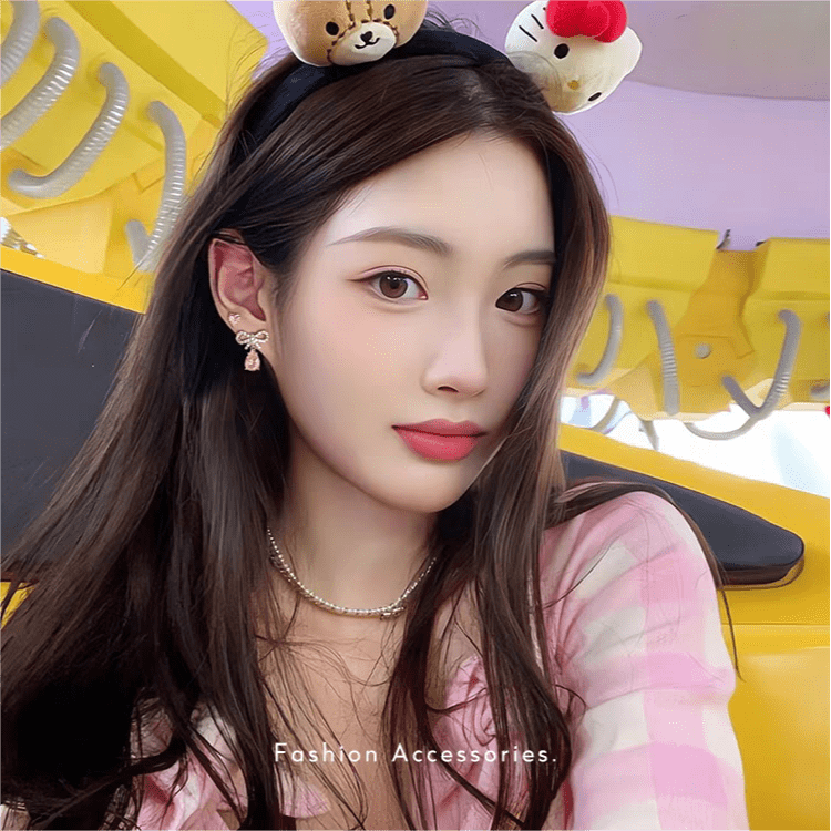 Pink Crystal Bowknot Dangle Earrings - ArtGalleryZen