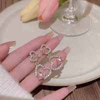 Thumbnail for Pink Crystal Dangle Heart Earrings - ArtGalleryZen