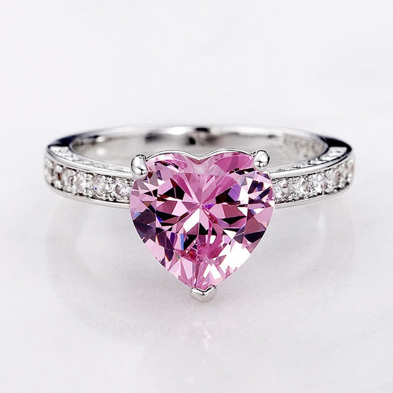 Pink Crystal Heart Ring - ArtGalleryZen