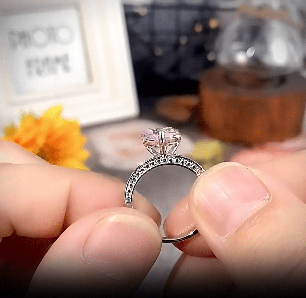 Pink Crystal Heart Ring - ArtGalleryZen