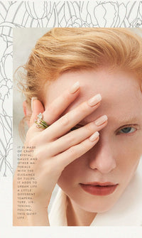 Thumbnail for Pink Crystal Inlaid Enamel Tulip Ring - ArtGalleryZen