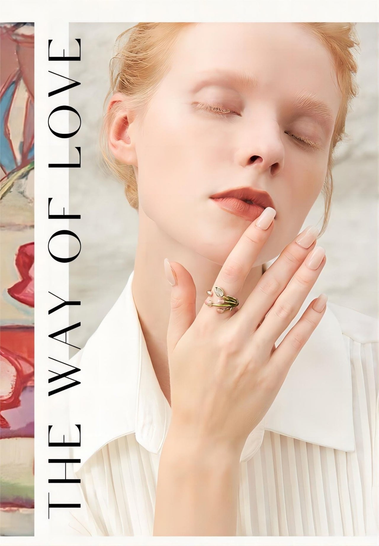 Pink Crystal Inlaid Enamel Tulip Ring - ArtGalleryZen