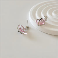 Thumbnail for Pink Crystal Star Heart Dangle Earrings - ArtGalleryZen