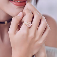 Thumbnail for Pink CZ Inlaid Enamel Daisy Ring - ArtGalleryZen