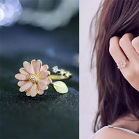 Thumbnail for Pink CZ Inlaid Enamel Daisy Ring - ArtGalleryZen