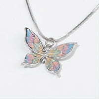 Thumbnail for Pink Enamel Butterfly Necklace - ArtGalleryZen