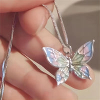 Thumbnail for Pink Enamel Butterfly Necklace - ArtGalleryZen