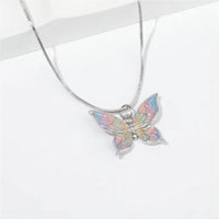 Thumbnail for Pink Enamel Butterfly Necklace - ArtGalleryZen