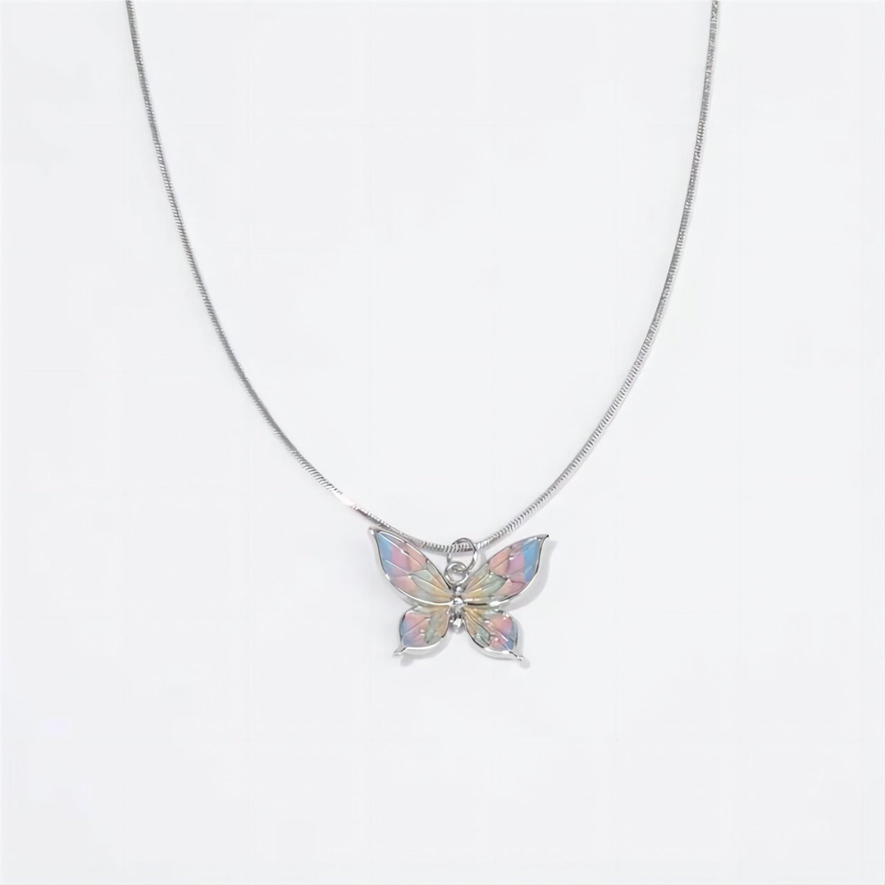 Pink Enamel Butterfly Necklace - ArtGalleryZen
