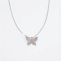 Thumbnail for Pink Enamel Butterfly Necklace - ArtGalleryZen