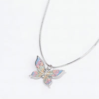 Thumbnail for Pink Enamel Butterfly Necklace - ArtGalleryZen