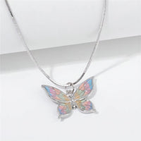 Thumbnail for Pink Enamel Butterfly Necklace - ArtGalleryZen