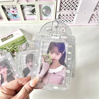 Thumbnail for Pink Heart House Transparent Glitter Kpop Keychain Photocard Holder - ArtGalleryZen