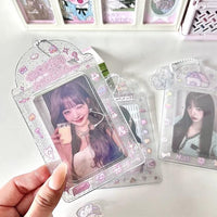 Thumbnail for Pink Heart House Transparent Glitter Kpop Keychain Photocard Holder - ArtGalleryZen