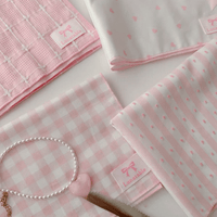 Thumbnail for Pink Heart Plaid Stripe Fabric Placemat - ArtGalleryZen