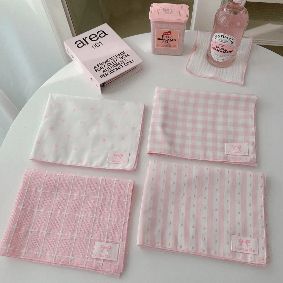 Pink Heart Plaid Stripe Fabric Placemat - ArtGalleryZen