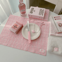 Thumbnail for Pink Heart Plaid Stripe Fabric Placemat - ArtGalleryZen