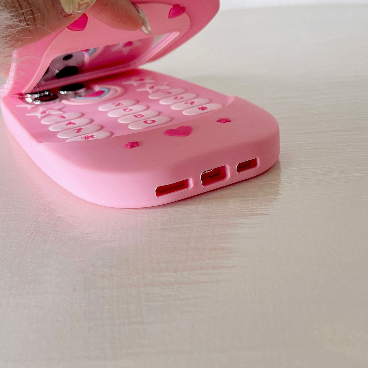 Pink Heart Star Mirror Flip iPhone Case - ArtGalleryZen