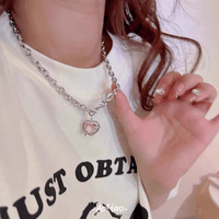 Thumbnail for Pink Heart Star Necklace Earrings Set - ArtGalleryZen