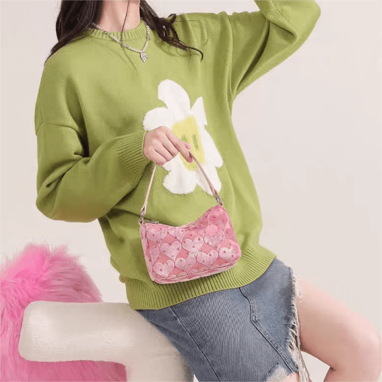 Pink Heart Velvet Tote Bag - ArtGalleryZen