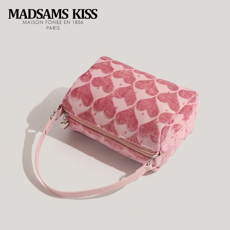 Pink Heart Velvet Tote Bag - ArtGalleryZen