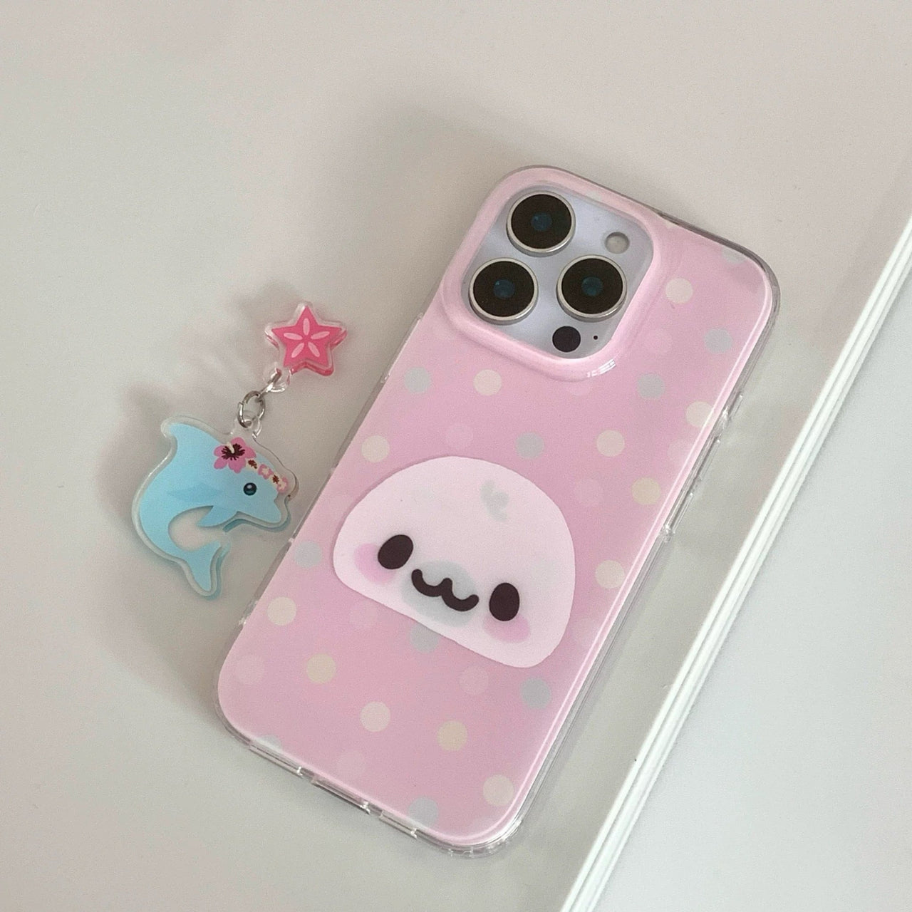 Pink Mamegoma Polka Dot iPhone Case - ArtGalleryZen
