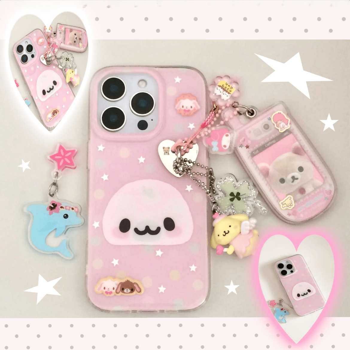 Pink Mamegoma Polka Dot iPhone Case - ArtGalleryZen