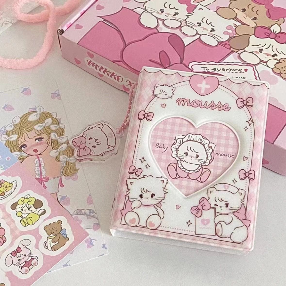 Pink Mikko Mousse Kpop 3 Inch Mini Photocard Album - ArtGalleryZen