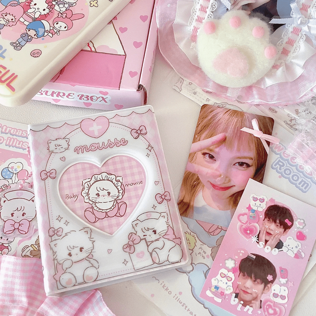 Pink Mikko Mousse Kpop 3 Inch Mini Photocard Album - ArtGalleryZen