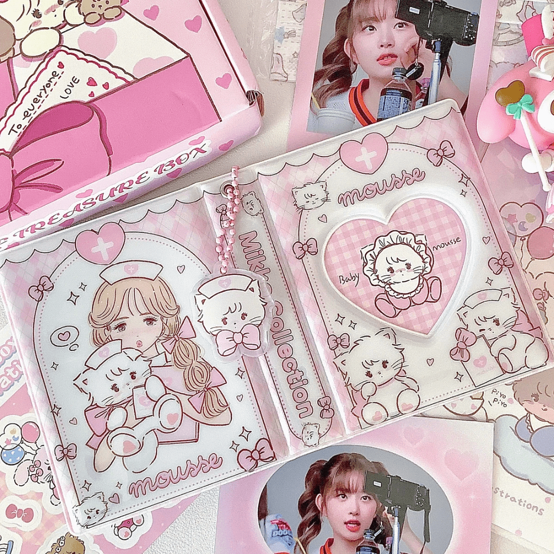 Pink Mikko Mousse Kpop 3 Inch Mini Photocard Album - ArtGalleryZen