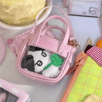 Thumbnail for Pink Mini Clear Doll Tote Bag Shoulder Leather Bag Doll Accessories - ArtGalleryZen