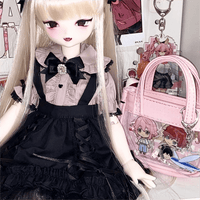 Thumbnail for Pink Mini Clear Doll Tote Bag Shoulder Leather Bag Doll Accessories - ArtGalleryZen