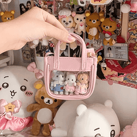 Thumbnail for Pink Mini Clear Doll Tote Bag Shoulder Leather Bag Doll Accessories - ArtGalleryZen