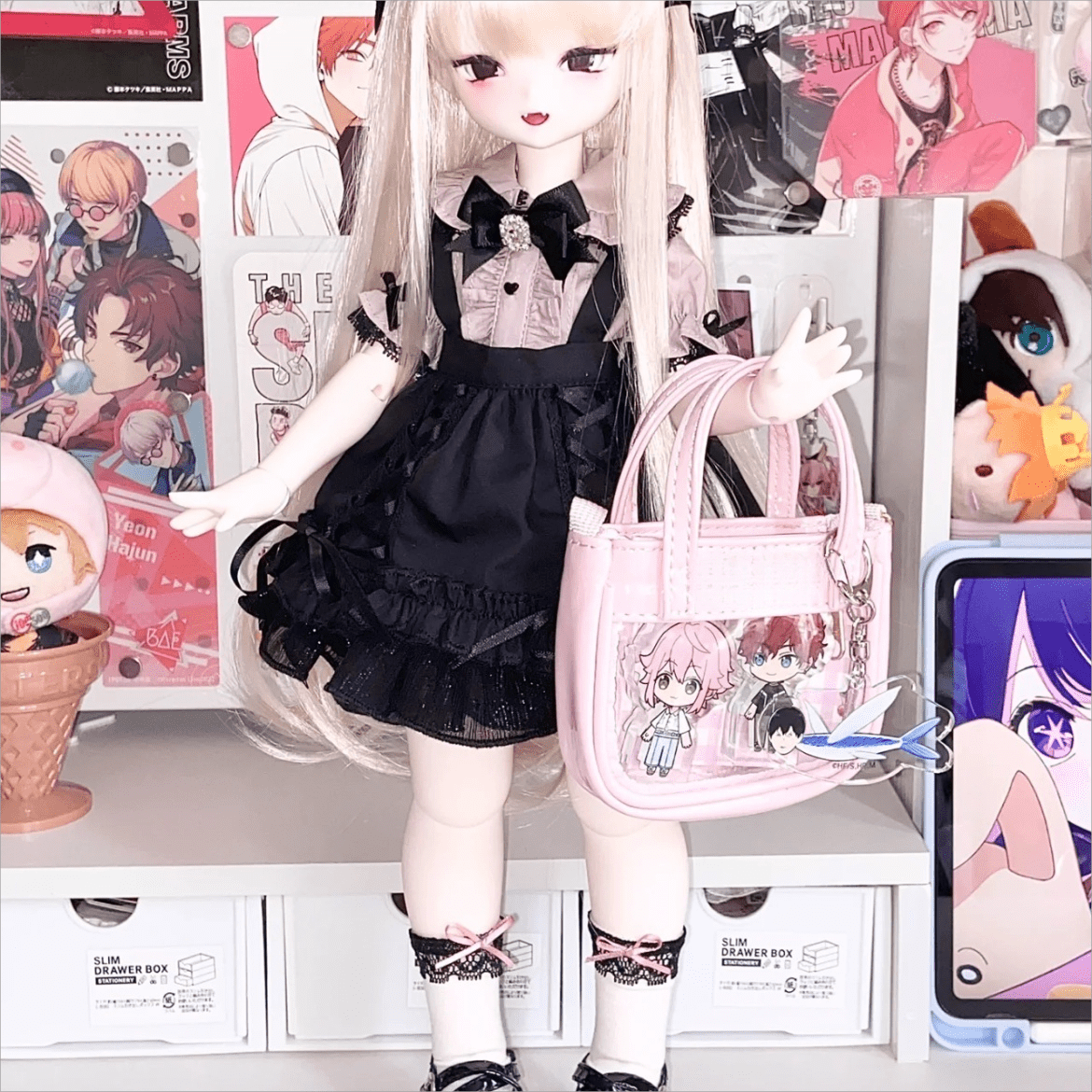 Pink Mini Clear Doll Tote Bag Shoulder Leather Bag Doll Accessories - ArtGalleryZen