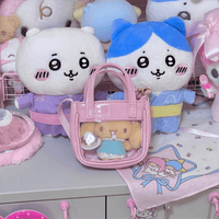 Thumbnail for Pink Mini Clear Doll Tote Bag Shoulder Leather Bag Doll Accessories - ArtGalleryZen