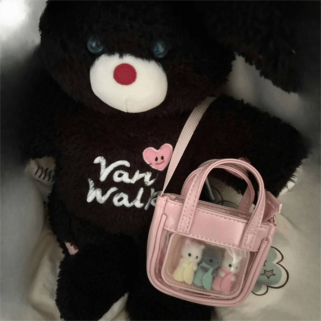 Pink Mini Clear Doll Tote Bag Shoulder Leather Bag Doll Accessories