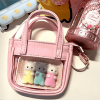 Thumbnail for Pink Mini Clear Doll Tote Bag Shoulder Leather Bag Doll Accessories