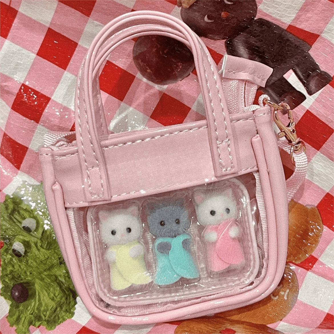 Pink Mini Clear Doll Tote Bag Shoulder Leather Bag Doll Accessories