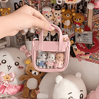 Thumbnail for Pink Mini Clear Doll Tote Bag Shoulder Leather Bag Doll Accessories