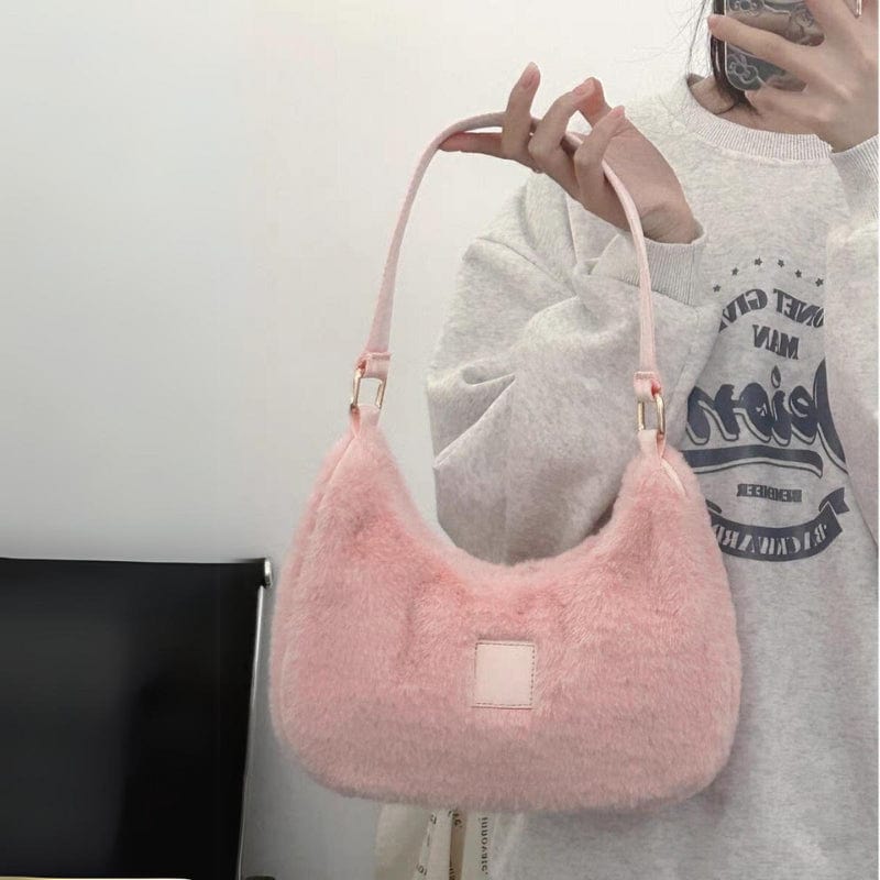 Pink Plush One Shoulder Tote Bag - ArtGalleryZen