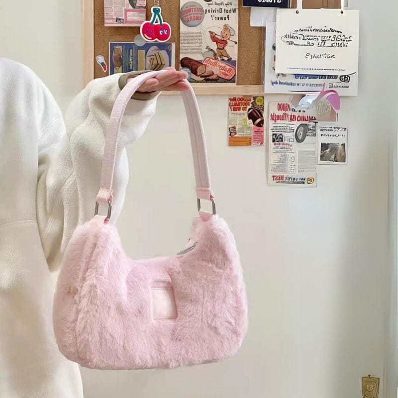 Pink Plush One Shoulder Tote Bag - ArtGalleryZen