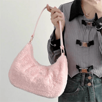 Thumbnail for Pink Plush One Shoulder Tote Bag - ArtGalleryZen