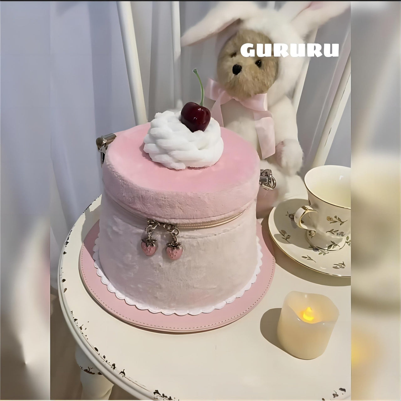 Pink Plush Strawberry Pudding Tote Bag - ArtGalleryZen