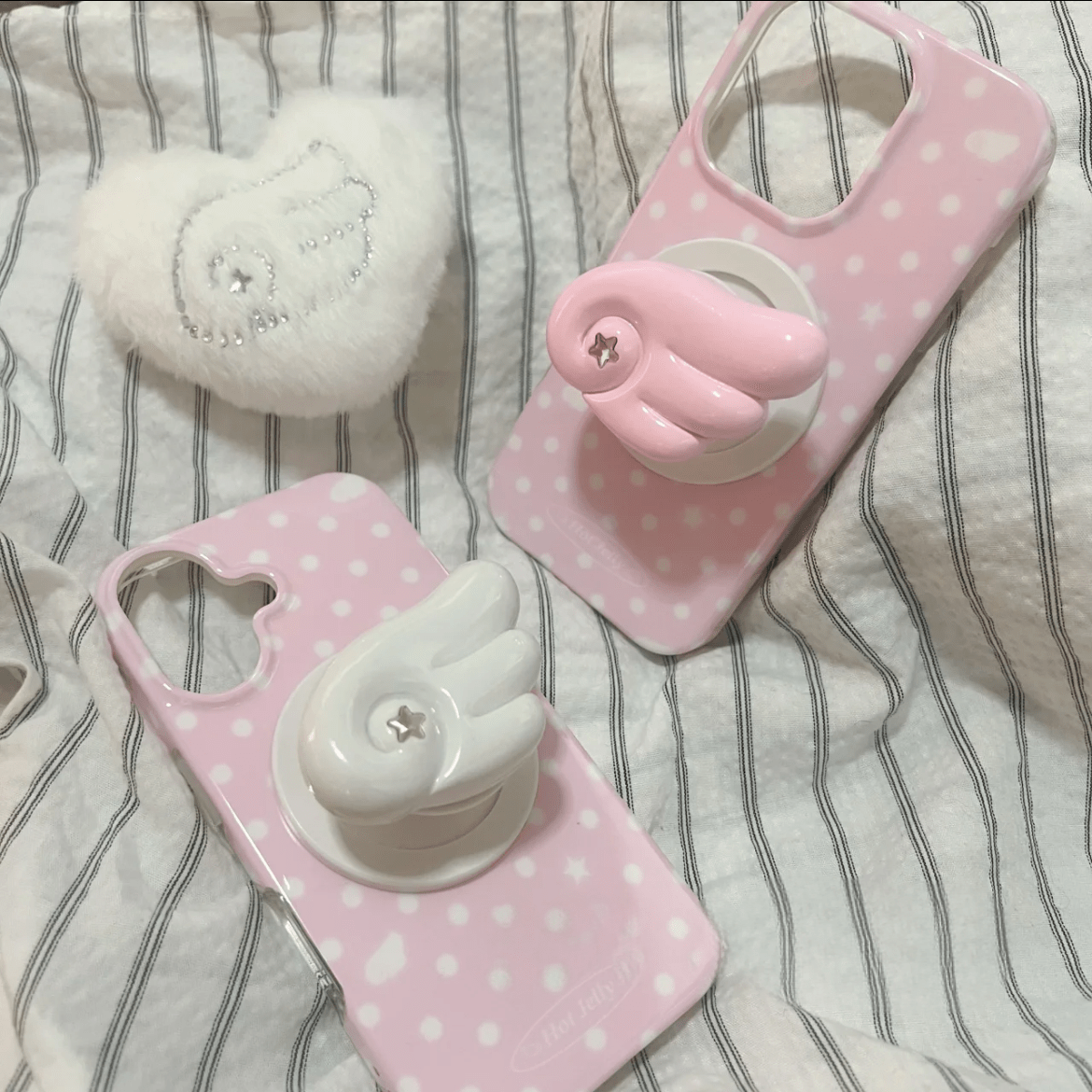 Pink Polka Dots Angel Wing Magnetic Stand iPhone Case - ArtGalleryZen