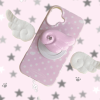Thumbnail for Pink Polka Dots Angel Wing Magnetic Stand iPhone Case - ArtGalleryZen