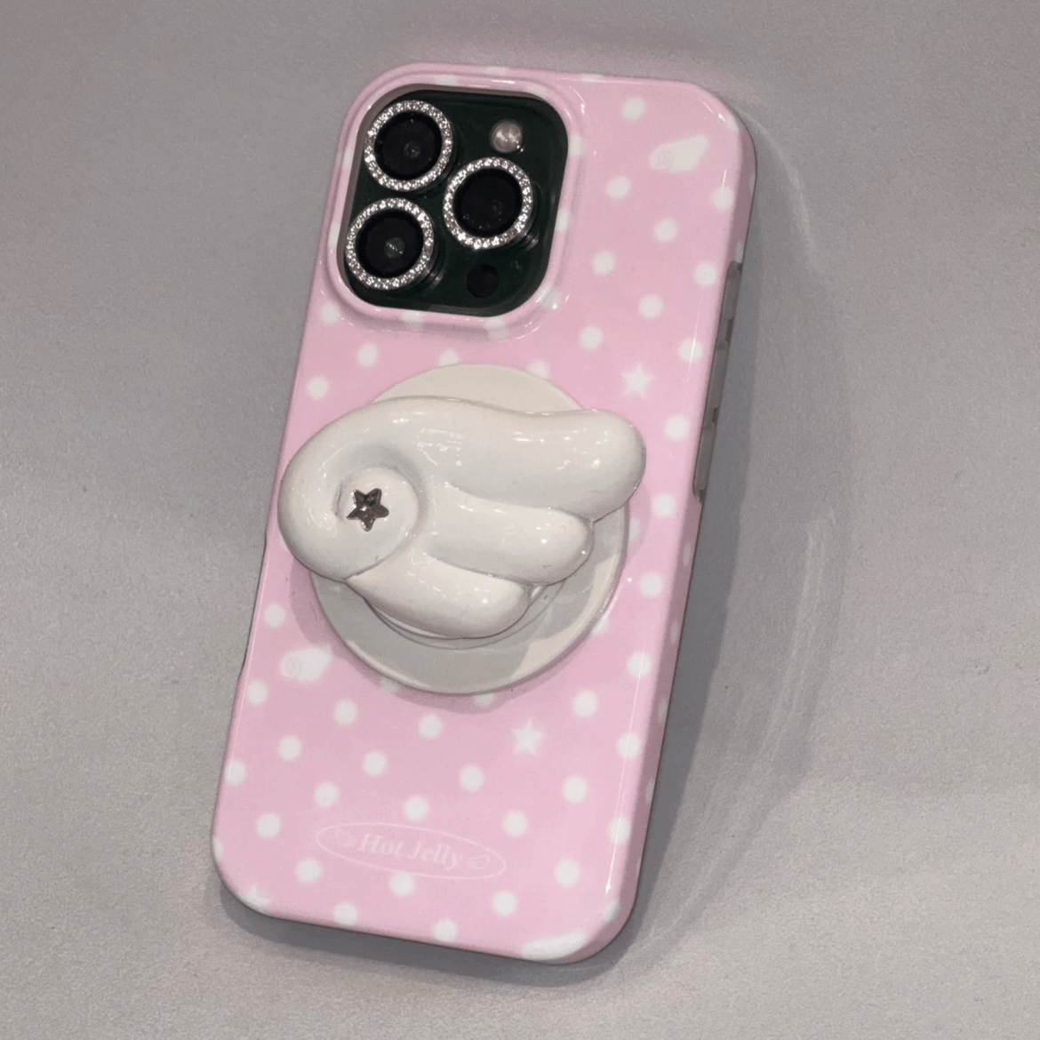 Pink Polka Dots Angel Wing Magnetic Stand iPhone Case - ArtGalleryZen
