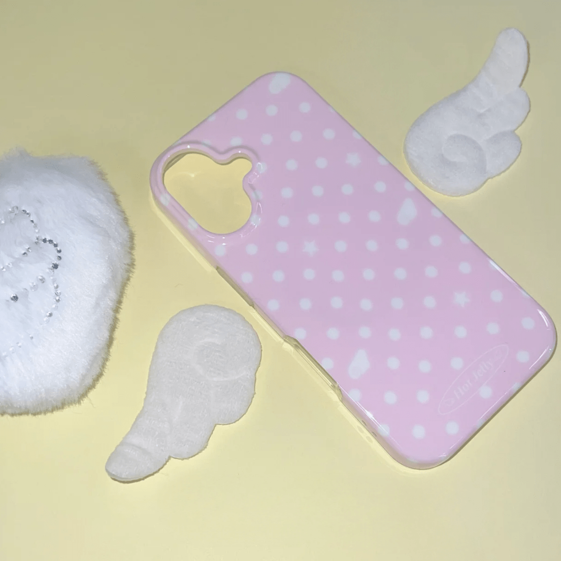 Pink Polka Dots Angel Wing Magnetic Stand iPhone Case - ArtGalleryZen