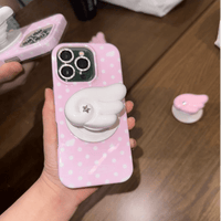 Thumbnail for Pink Polka Dots Angel Wing Magnetic Stand iPhone Case - ArtGalleryZen