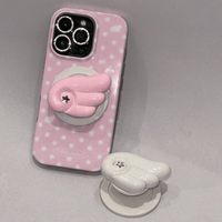 Thumbnail for Pink Polka Dots Angel Wing Magnetic Stand iPhone Case - ArtGalleryZen