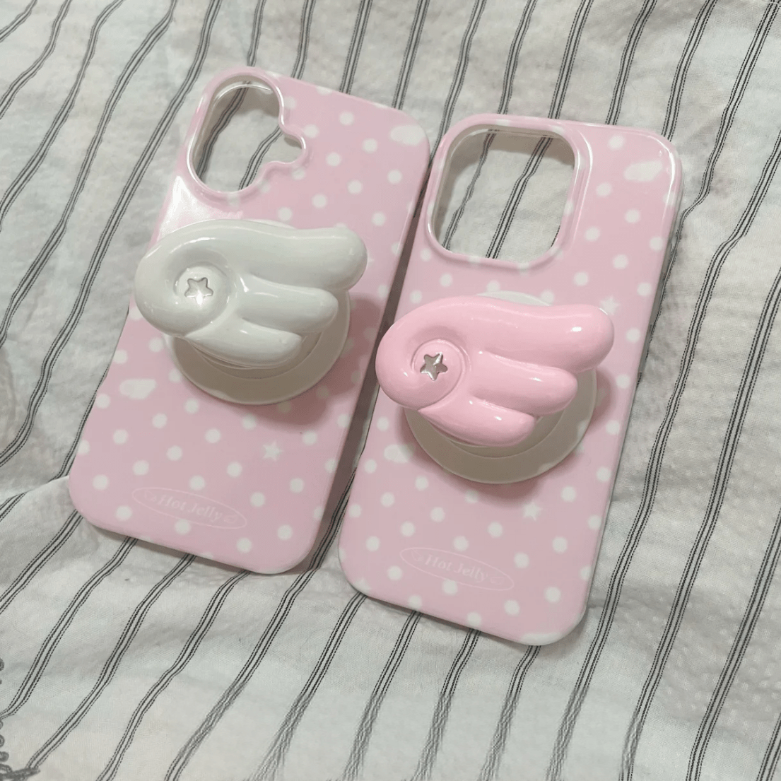 Pink Polka Dots Angel Wing Magnetic Stand iPhone Case - ArtGalleryZen